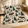 Coperta in Pile di Corallo Foresta Sempreverde Alce Arredamento Rustico Fauna Selvatica