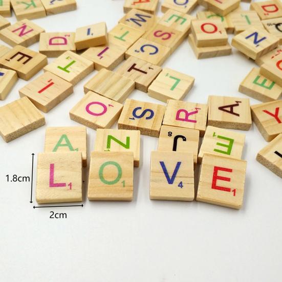 Fantastic Wooden Letter Alphabet Scrabble Number English Words Kids Educational Toy 100Pcs