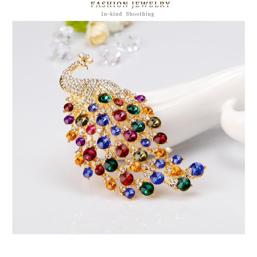 Extra Large Peacock Brooch with Colorful Crystal Rhinestones, Peacock Brooch Jewelry, Brooch Accessories, 1PCS Birthday Gift