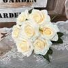 Künstliche Blumen 7-Köpfige Göttin Rosen Bündel Restaurant Dekoration Seiden-Fake-Blumen Simulation Grüne Rose Halle Dekorativ