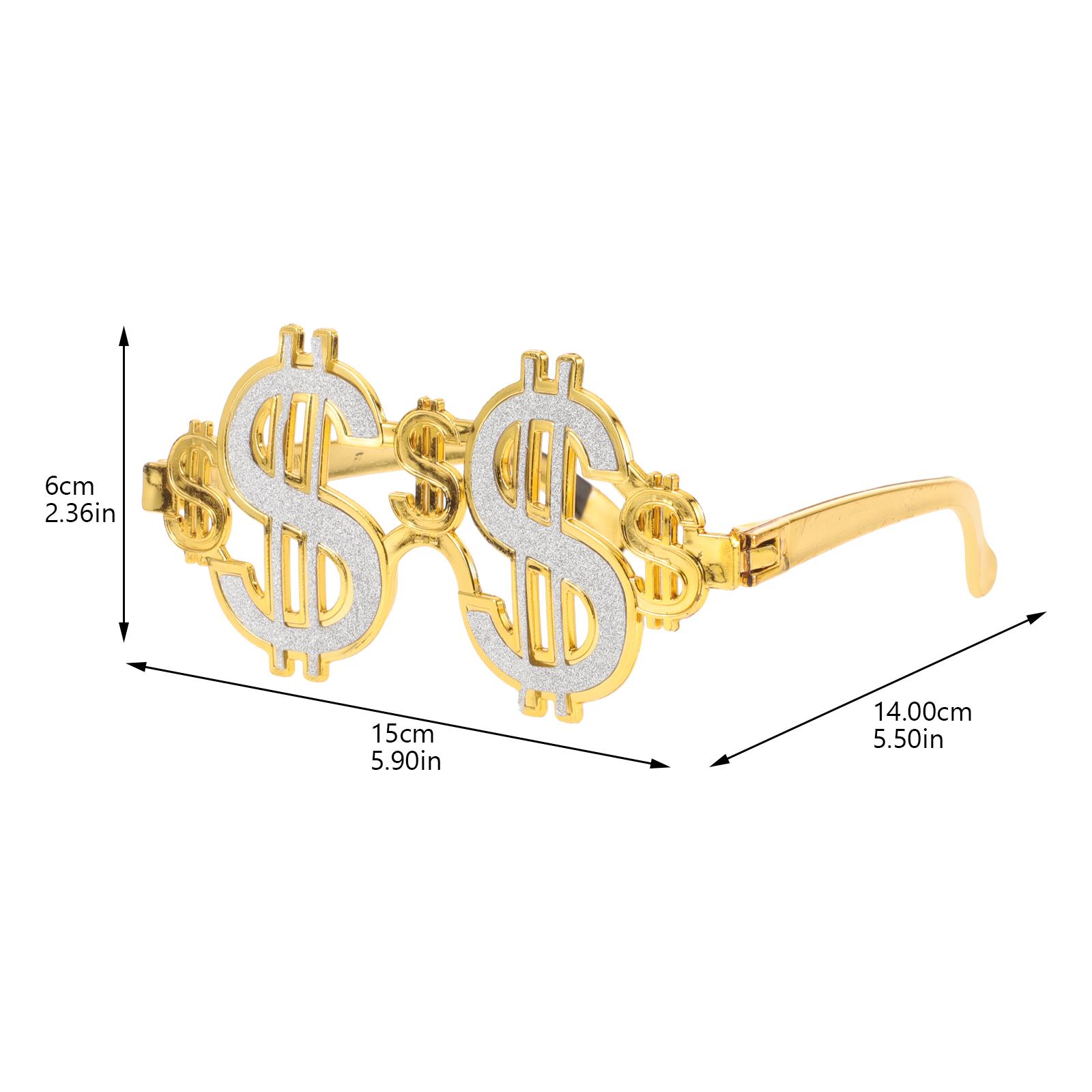 

2Pcs Party Dollar Glasses Funny Eyeglasses Lightweight Metal Sunglasses for Photo Props Carnival Party Glasses