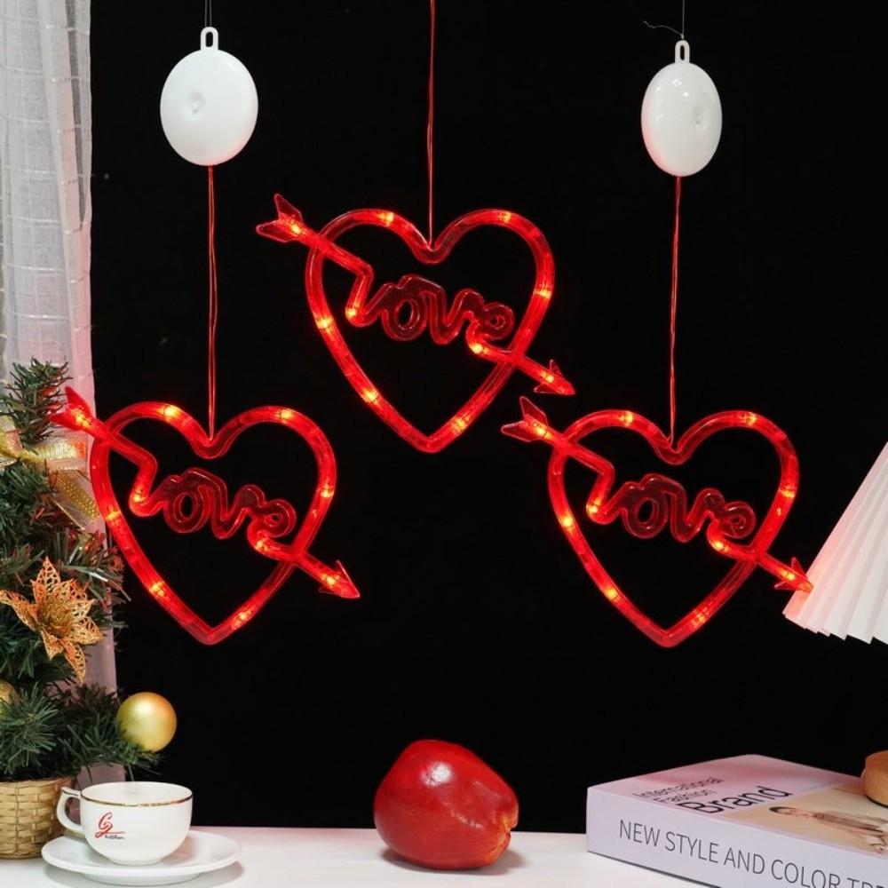 Heart Shaped Window Led Light Battery Powered with Timer Hanging Led Lamp Plastic Love Sucker Lamp