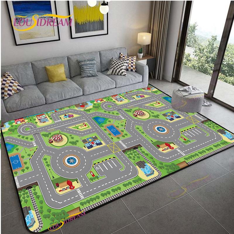 Alfombra Road Traffic Rout Map Carpet Living Room Sofa Coffee Table Bedroom Rugs Kitchen Kid Play Anti-slip Floor Mat Home Decor