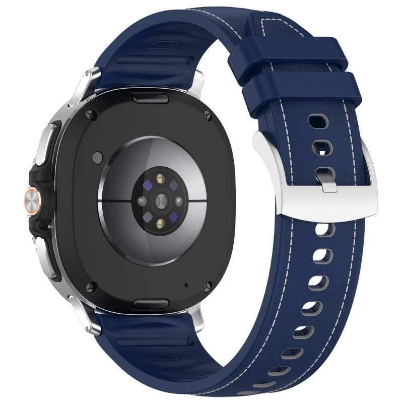 Flexible Silicone Watch Band Straps With Leather Accent For 40mm 44mm 46mm Models Comfortable Daily Wear Gym To Office