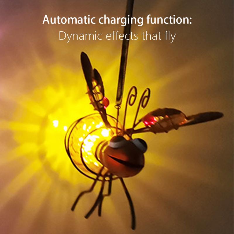 Solar Powered Bug Fairy Light Outdoor Metal Insect Lamp Hanging Flying Insect Lamp Waterproof For Backyard Balcony Garden Decor