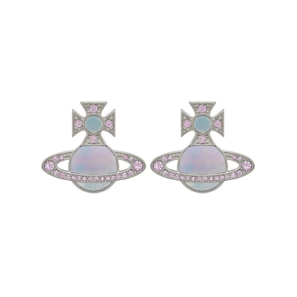 

Vivienne Westwood Rina Star Cloud Saturn Plated Gold Earrings Women earrings Pink-Purple-Diamond Silver 6201036D-02P618 F,Pink