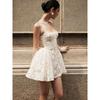 French style White Lace Sling Dress Women Summer New Elegant Waist Hugging Slimming Short Princess Pettiskirt