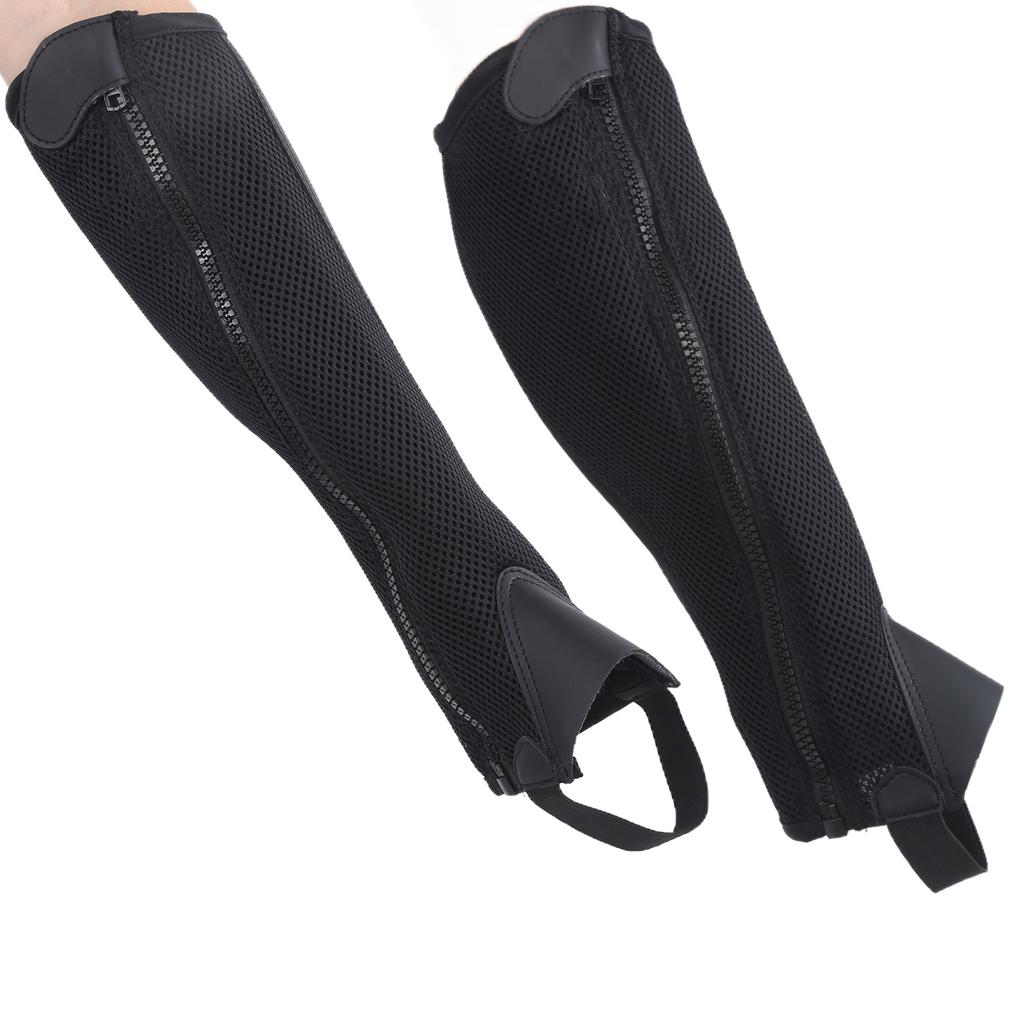 2pcs Half Chap Black Flexible Mesh Equestrian Half Chap for Children Horse Riding  