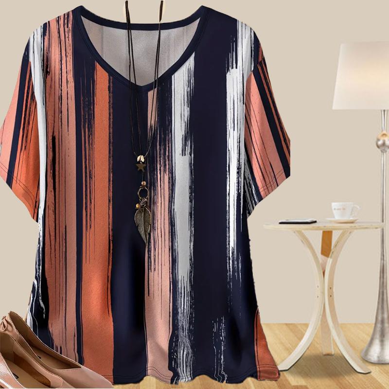 

Женская повседневная свободная весенняя рубашка, женские топы с коротким рукавом в сетку и принтом персикового цвета 8XL оранжевый