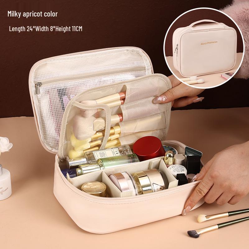 Waterproof Large-Capacity Cross-Border Makeup Bag with Detachable Partitions and Portable Handbag Design