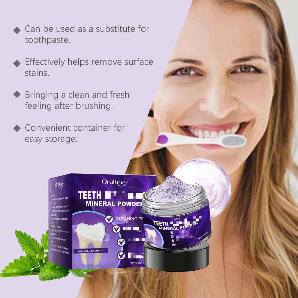 Mineral Powder Whitening Remove Stain Plaque Strengthen Teeth Improve Oral Smell Purple Teeth Brighten Powder