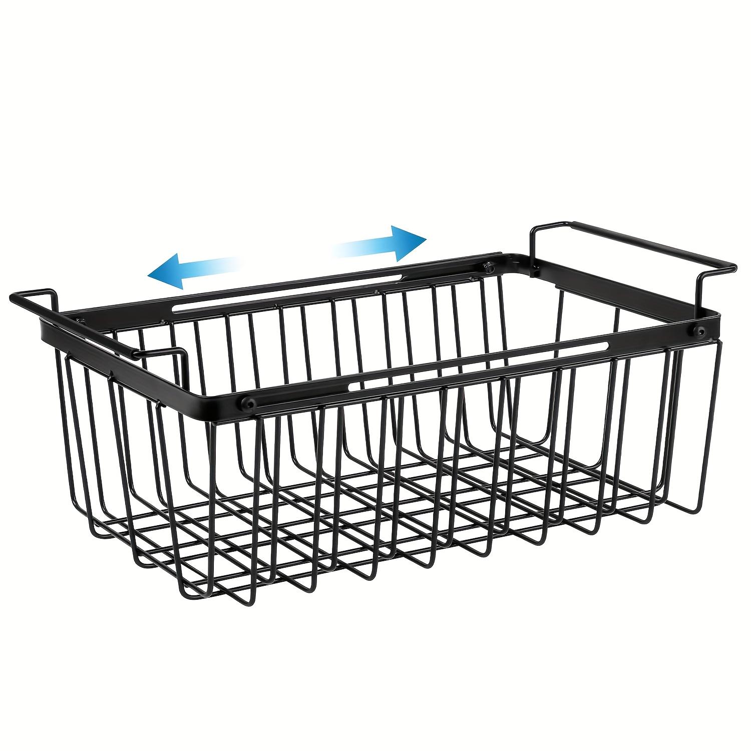 

Expandable Freezer Organizer Bin with Adjustable Hanging Handles, Heavy-Duty Wire Basket for Chest/Deep Freezers, Space-Saving S