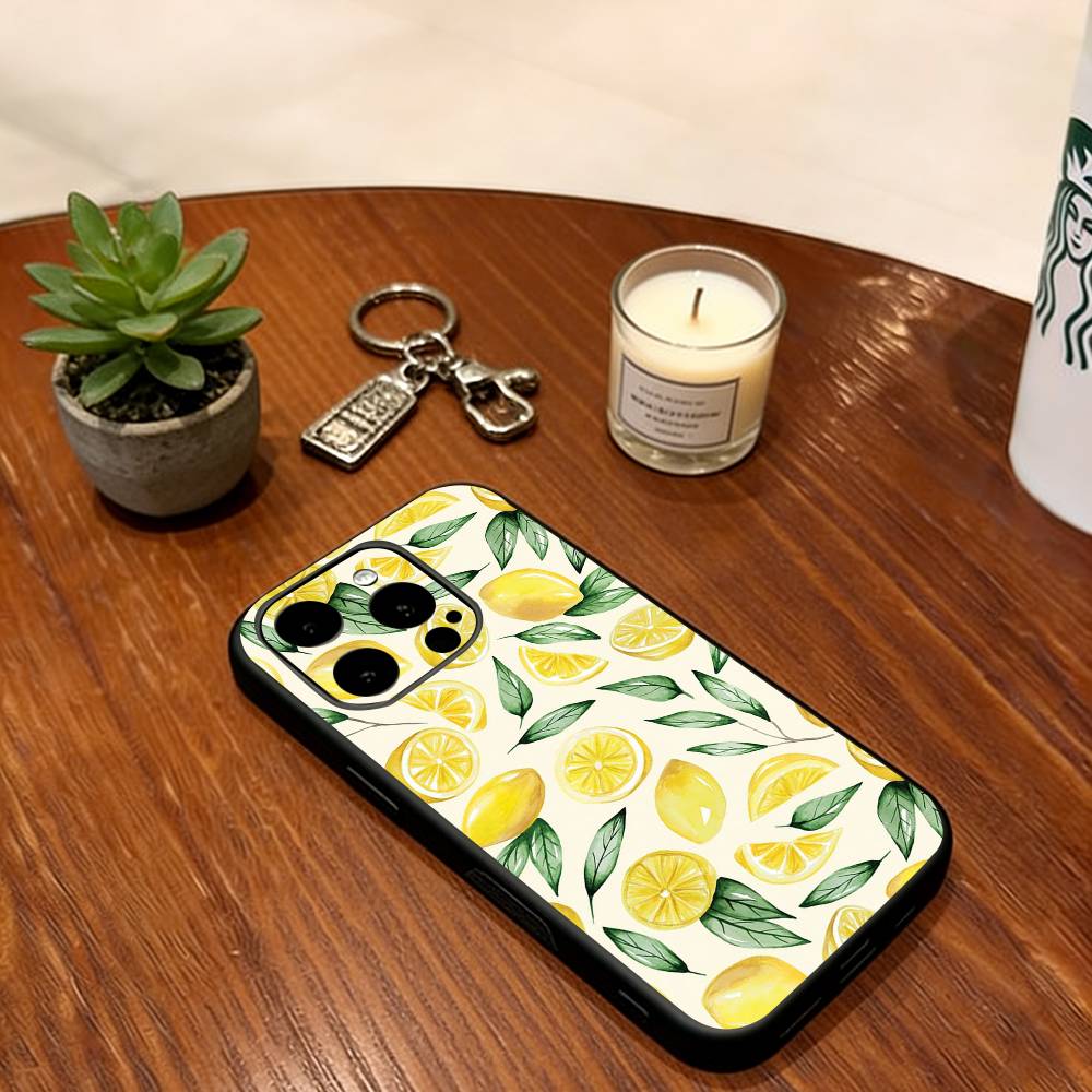 Minimalist Lemon Phone Case For iPhone 17, 16,15,14,13,12,11 Plus,Pro Max, Others Soft Black Cover