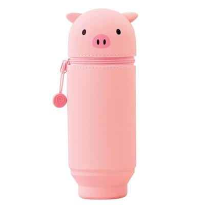 LIHIT LAB Stand Pen Case BIG PuniLabo Pig A7714-5 - Cute Animal Design Stationery Holder