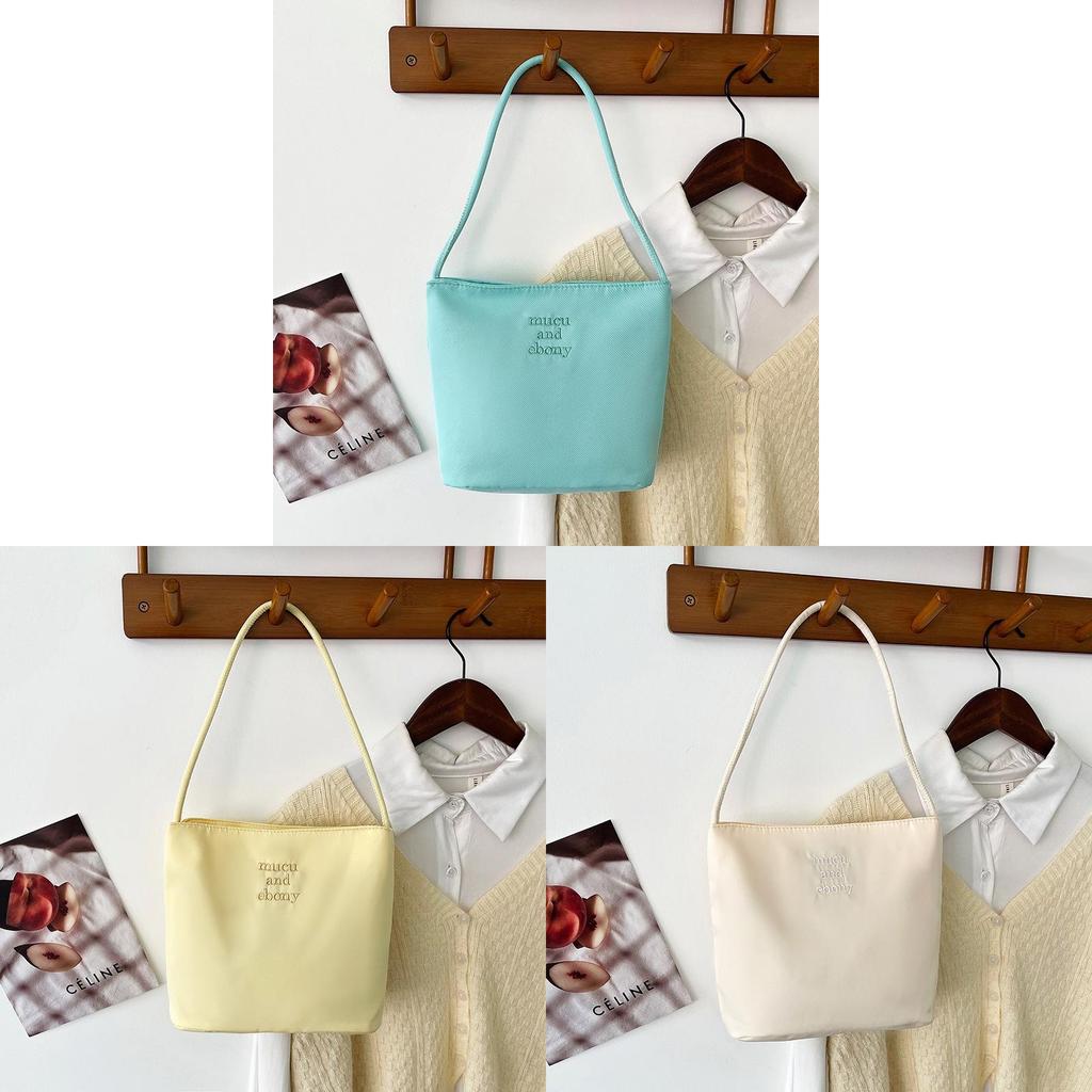 Water Bucket Bag For Women With Embroidery Nylon Casual Small Crossbody Purse For Daily Use