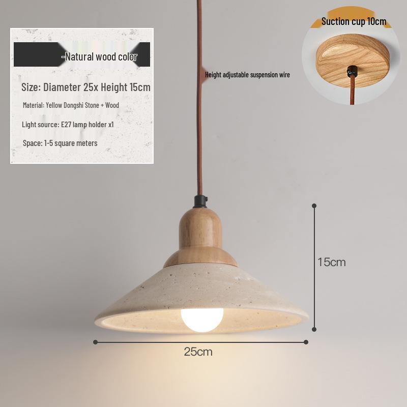 Yellow Travertine Pendant Light - Retro Cream Wabi-sabi Style for B&B, Restaurant, Bedroom, or Bedside.