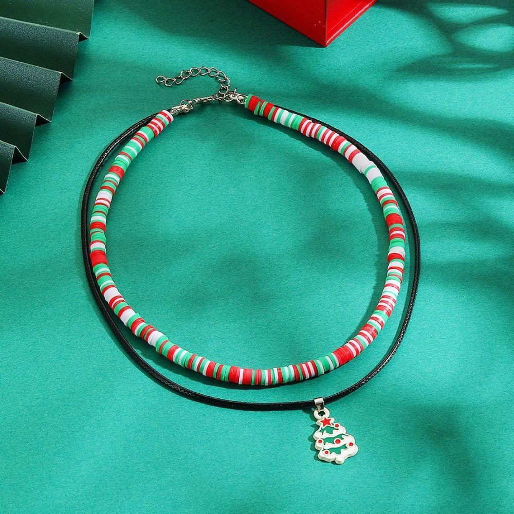 Christmas Tree Double Layer Christmas Necklace Cartoon Cartoon Pendant Bracelet  Decoration
