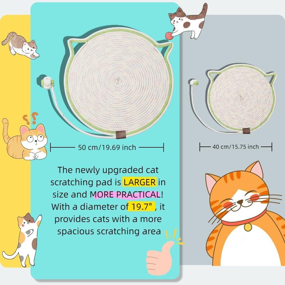 A 16.54-inch/19.69-inch rope-woven cat scratching board toy ball, cat bed sleeping pad, durable and wear-resistant, washable