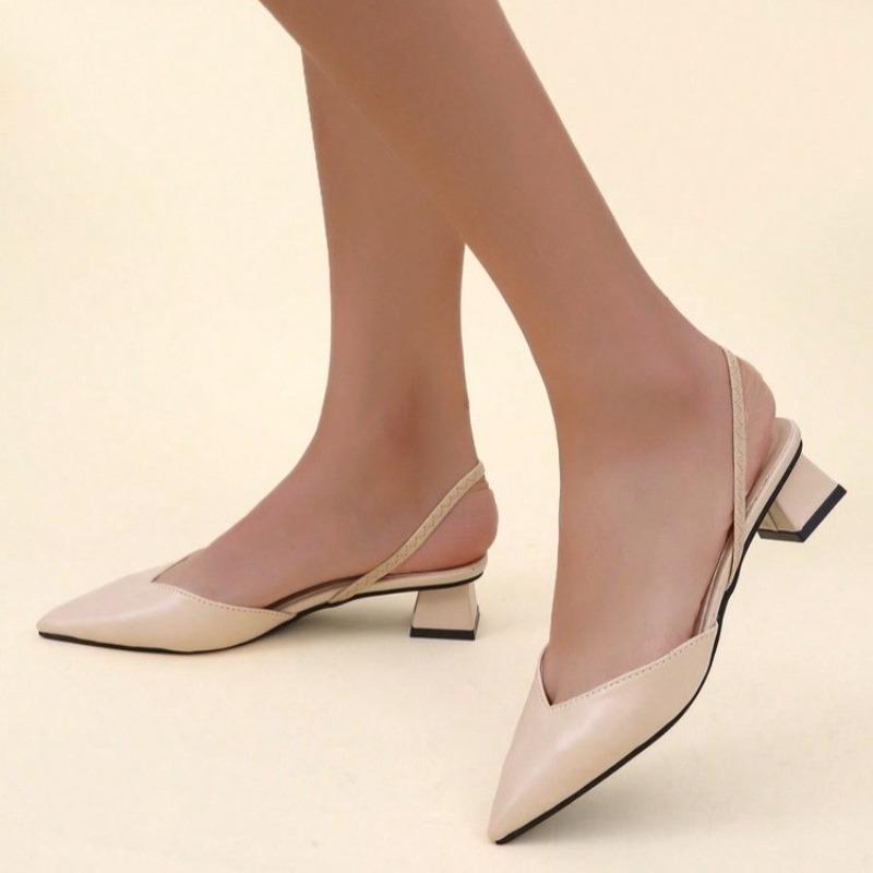 Sandales à Talon Bloc Mode Automne Nouvelle Collection Bout Pointu Tige Basse Antidérapantes Résistantes à l'Usure Chaussures à Talon Kitten