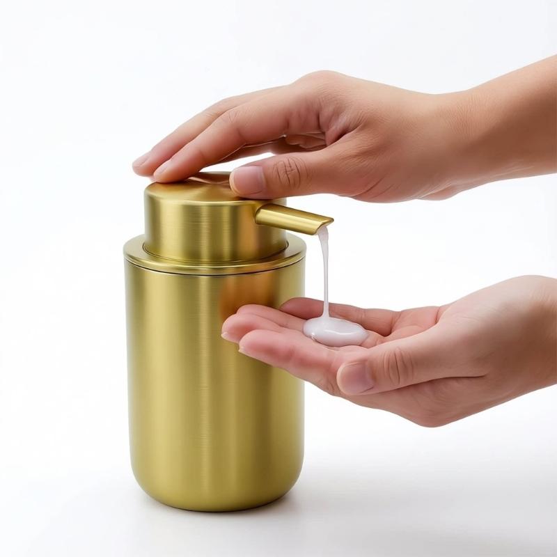 Stainless Steel Liquid Soap Dispenser Easy to Press Refillable Lotions Dispenser Bathroom Accessories Liquid Container