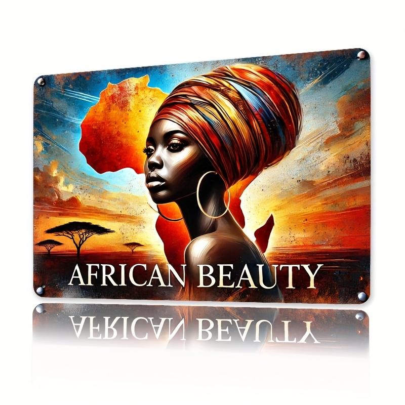 

African Beauty Metal Wall Sign Vintage Iron Artwork with African Cultural Theme Perfect for Bathroom Kitchen Bedroom Off aluminum 20x30cm
