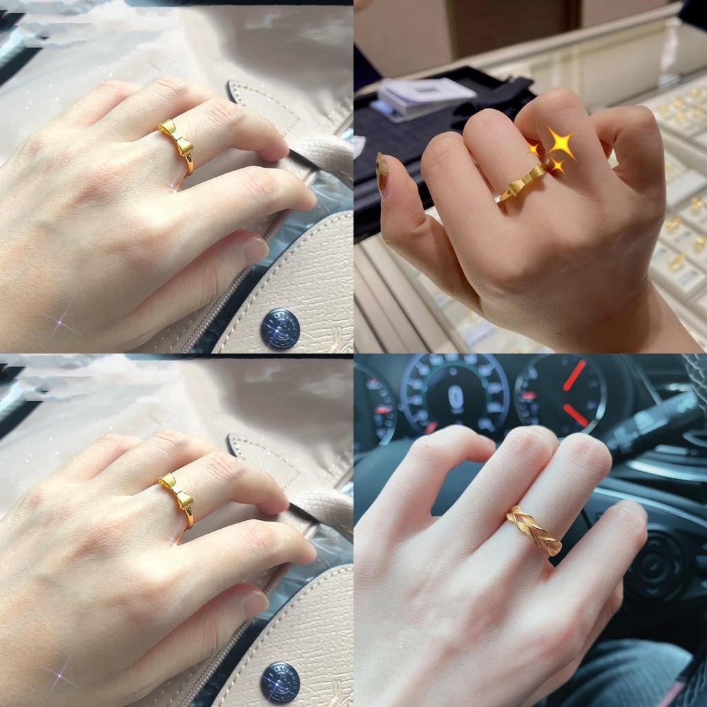 Gorgeous Brass Gold Plated Bowtie Ring Adjustable Twisted Style For Elegant Women