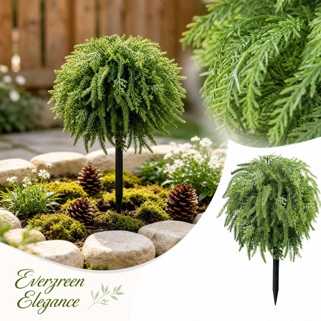 Artificial Christmas Tree with 4 Branch Tips, Outdoor Ground Stake for Yard Decor
