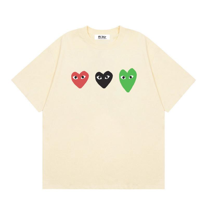 Japanese trendy brand heart-print short-sleeve T-shirt, unisex loose couple's summer casual daily versatile top