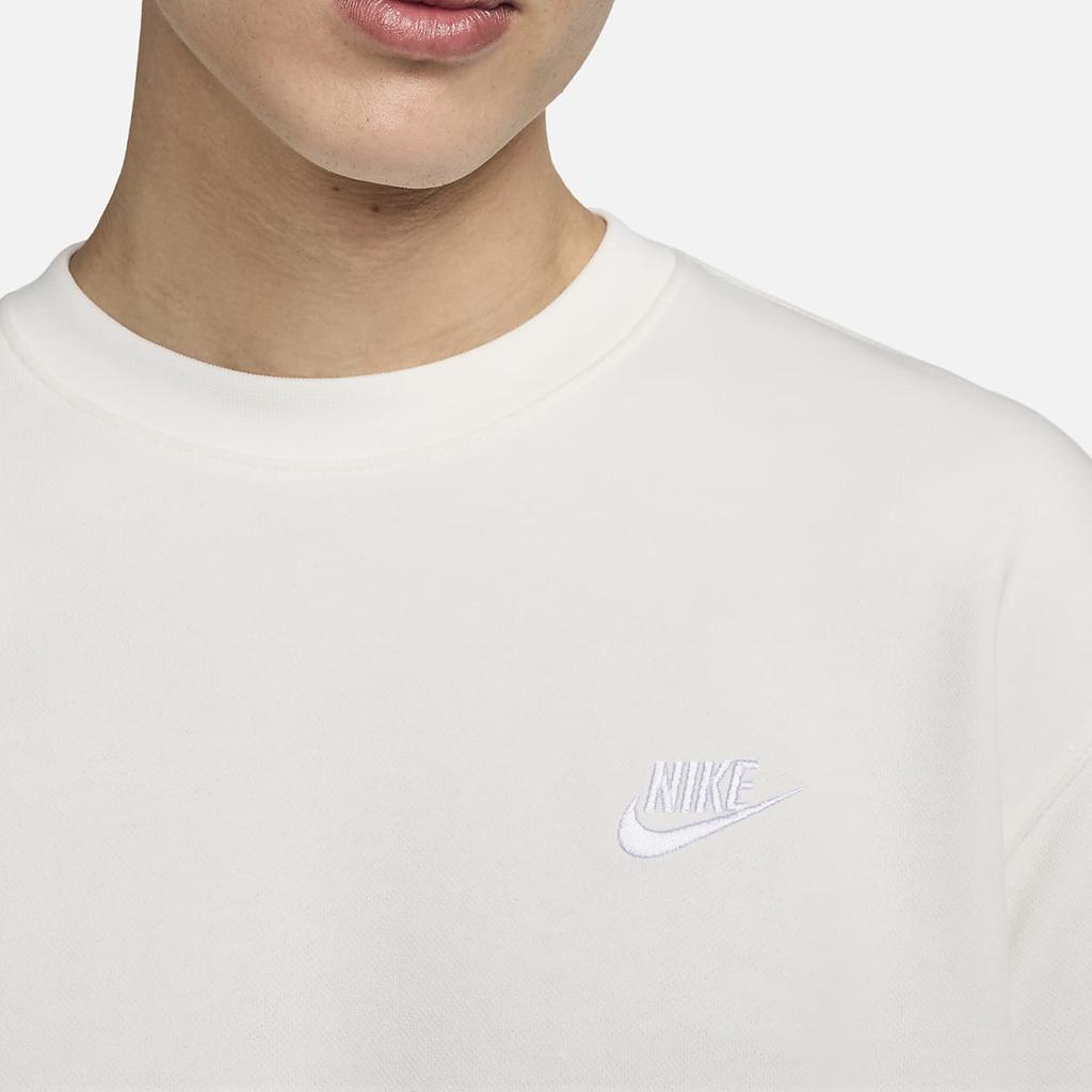 Nike Men's Solid Color Crewneck Casual Long-Sleeve Sweatshirt in White