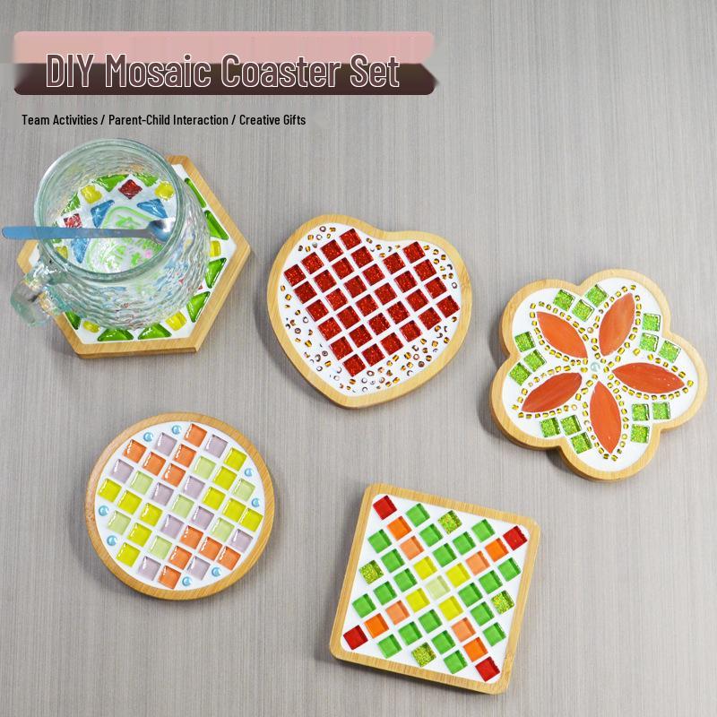 Children's DIY Mosaic Wooden Coaster & Placemat Toy Kit