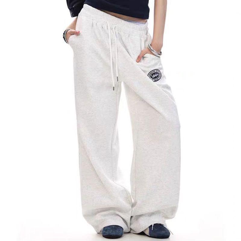 Girls' Retro Sport Patchwork Wide Leg Sweatpants