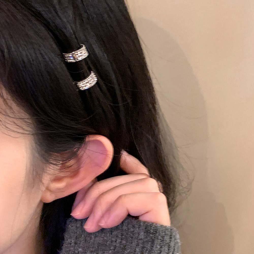 2/4/6pcs/set Y2K Hair Braid Tubes Hollow Out Metal Clips Silver Round Hairclasp Charm Shiny Hair Ring for Braids
