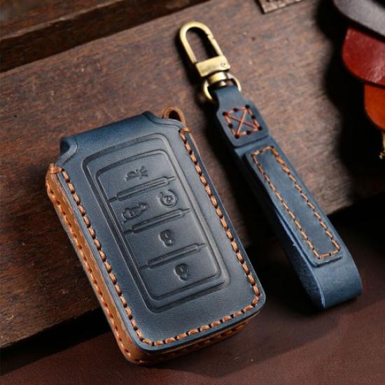 Leather 5 Buttons Remote Key Cover Case Fob for Jeep Grand Cherokee Wagoneer BL