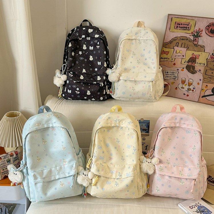 2026 New Ins Style Fresh Girl Backpack Nyl Material Waterproof Travel School Bag for Middle School Girls Cute Floral Print