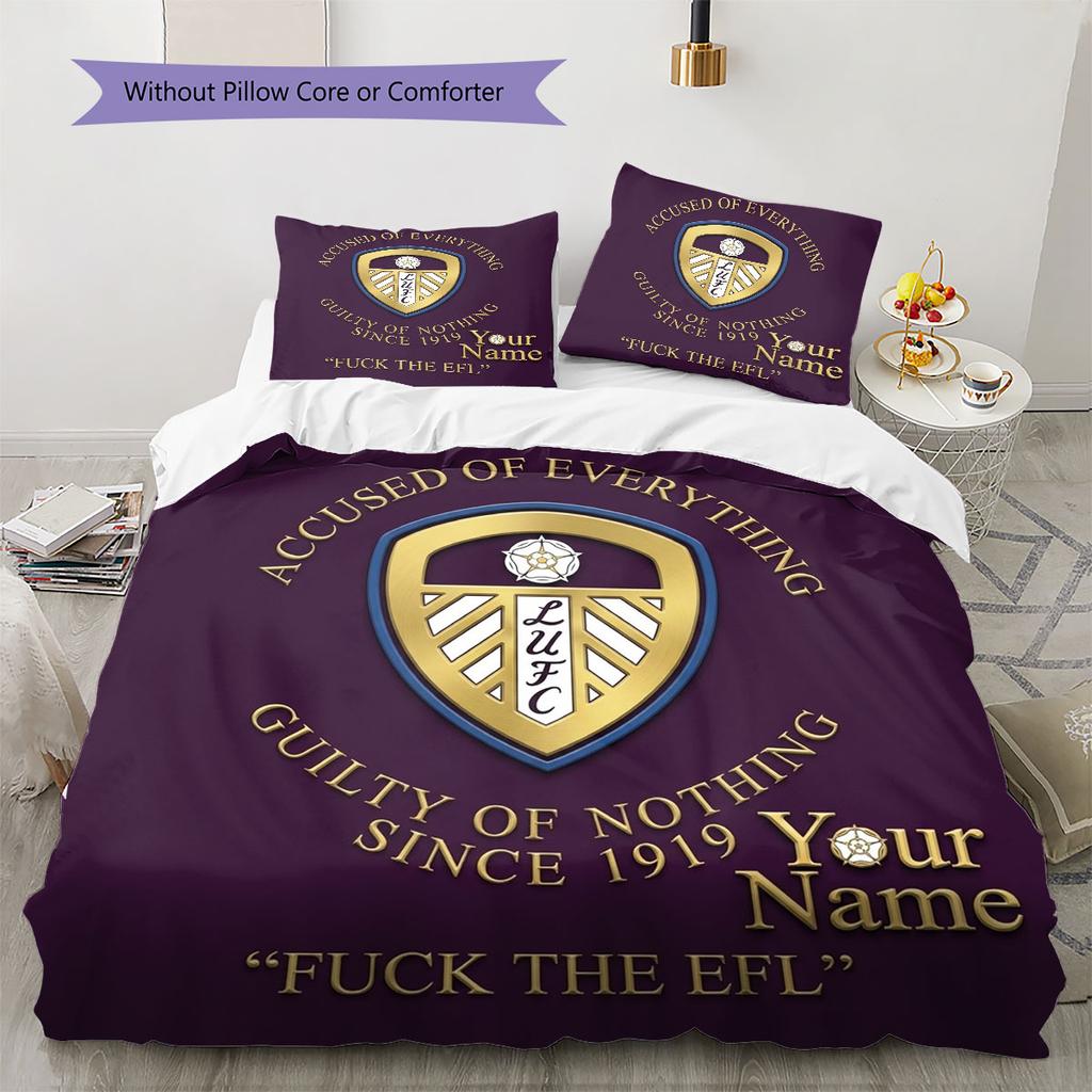 Leeds United Custom Name Pattern Bedding,Quilt Set Quilt Cover Pillowcase Home Birthday Gift(1 * duvet cover + 2 * pillowcase, without core)