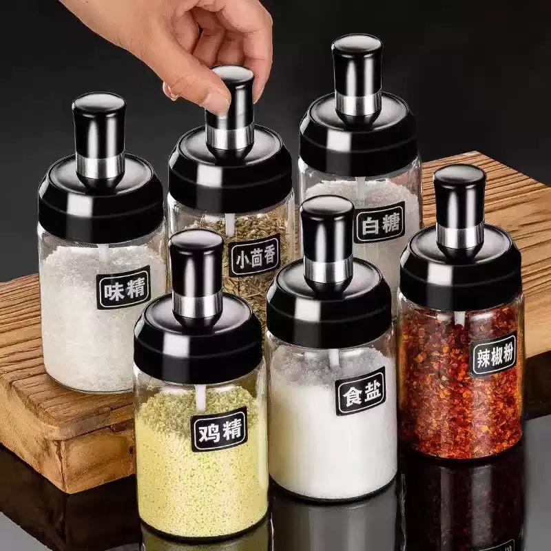 1/2/4Pcs Glass Condiment Bottle Spice Seasoning Bottle Kitchen Storage Dispensers