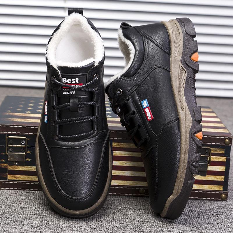 Leather shoes fashionable versatile simple men's shoes business leather sports shoes outdoor hiking shoes men