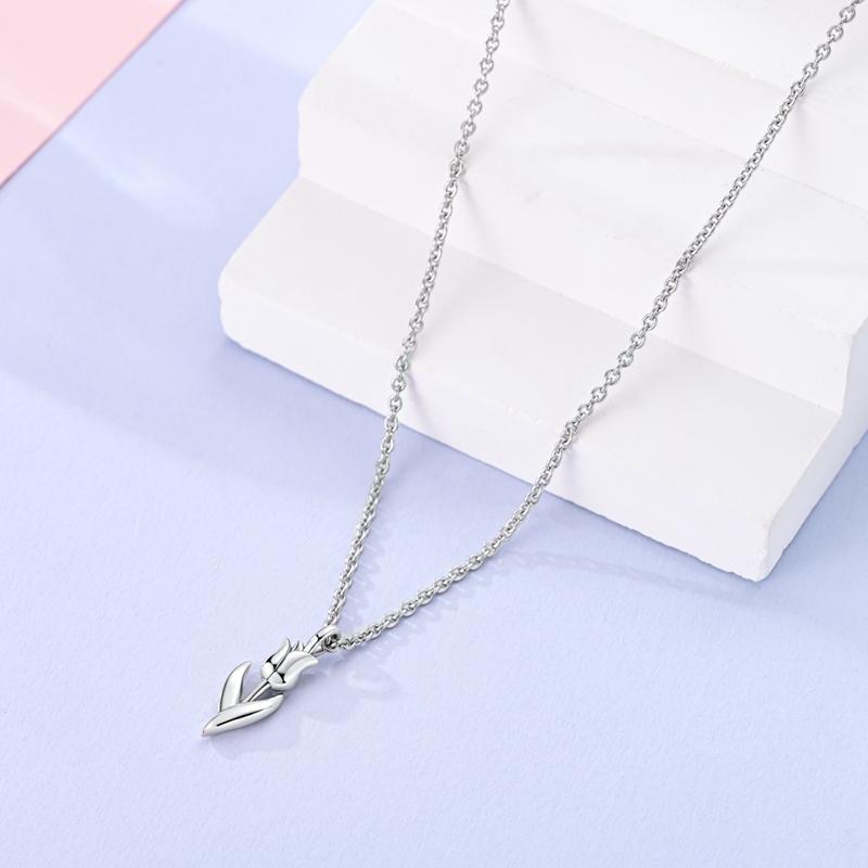 Angel's Wings Feather Necklace 925 Silver Original Blue Eyes Long Chain Link For Mom Women Wedding Party Jewelry Gift
