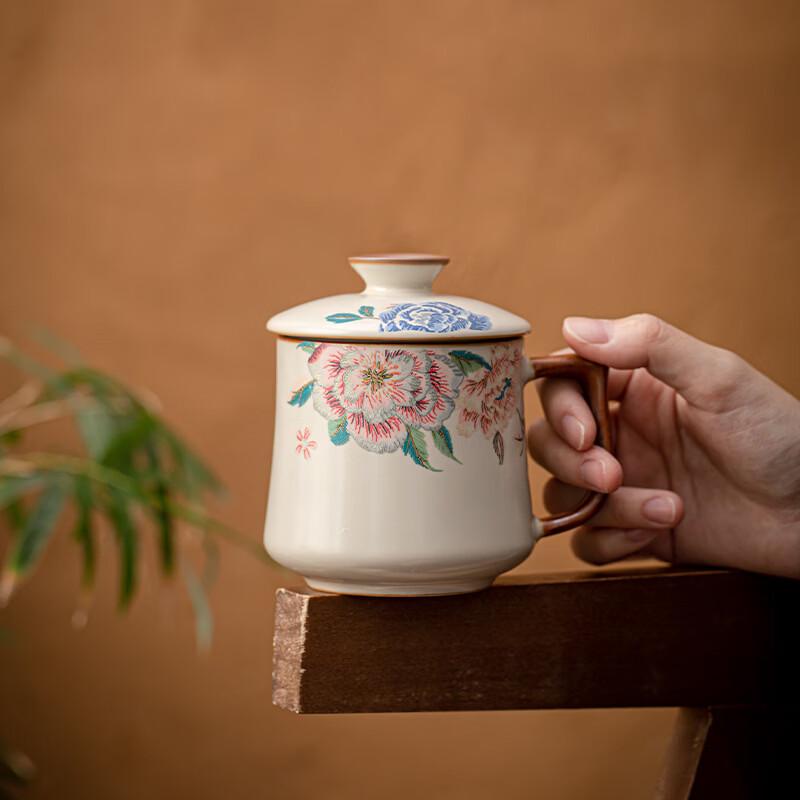Deouxingguang Ru Kiln Ceramic Mug with Lid