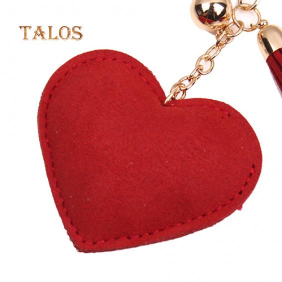 Women Romantic Key Chain Love Heart Shape Crystal Stone Tassels Bag Charms Keyring Trinket