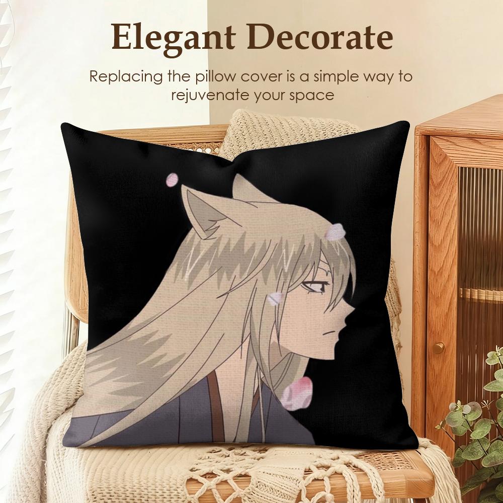 KKamisama HajimemashitaS Cushion Cover Natural Linen Organic Fabric DoubleSided Printing Sofa Home Decor Gift Pillow Case