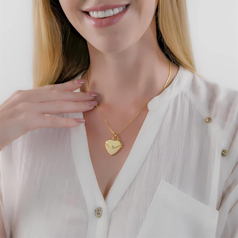 Heart Locket Necklace in Stainless Steel Stylish and Versatile Accesosry for Romance Gifts and Everyday Casual Wear