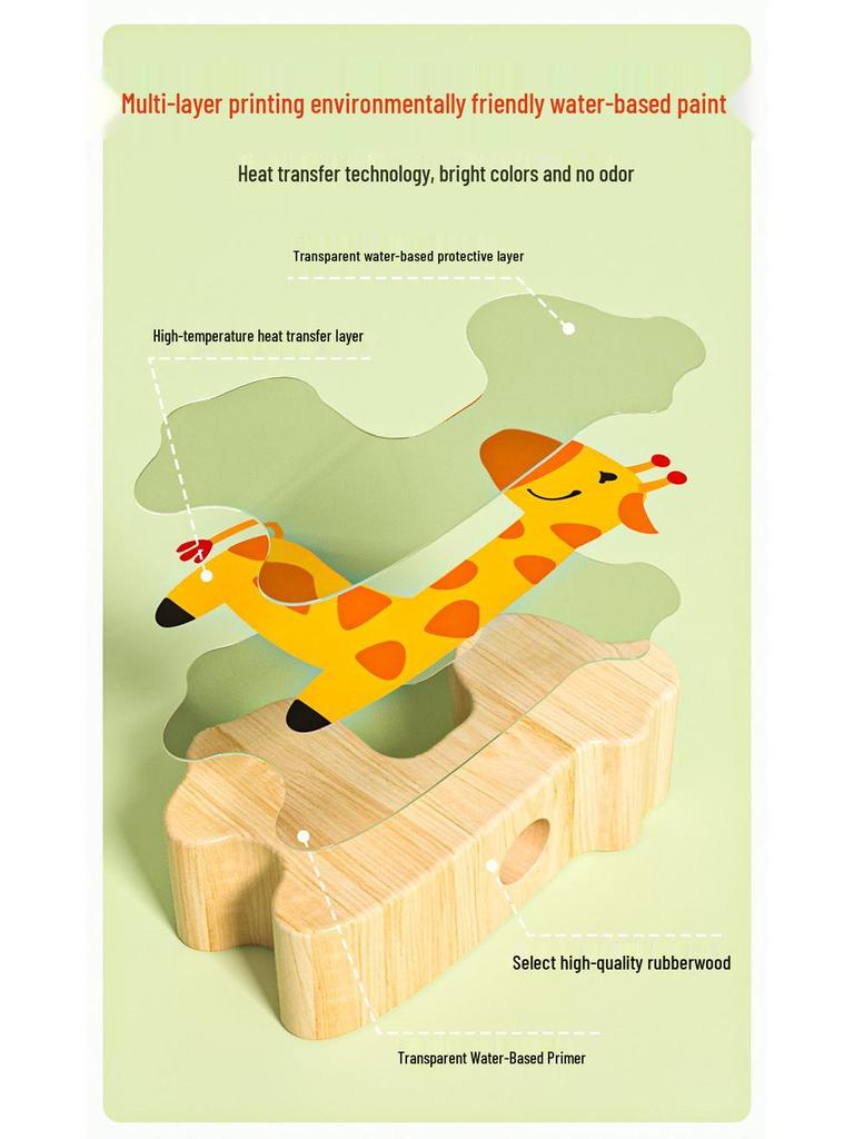 Wooden Animal & Fruit Beaded Blocks Educational Toy for 3-Year-Olds