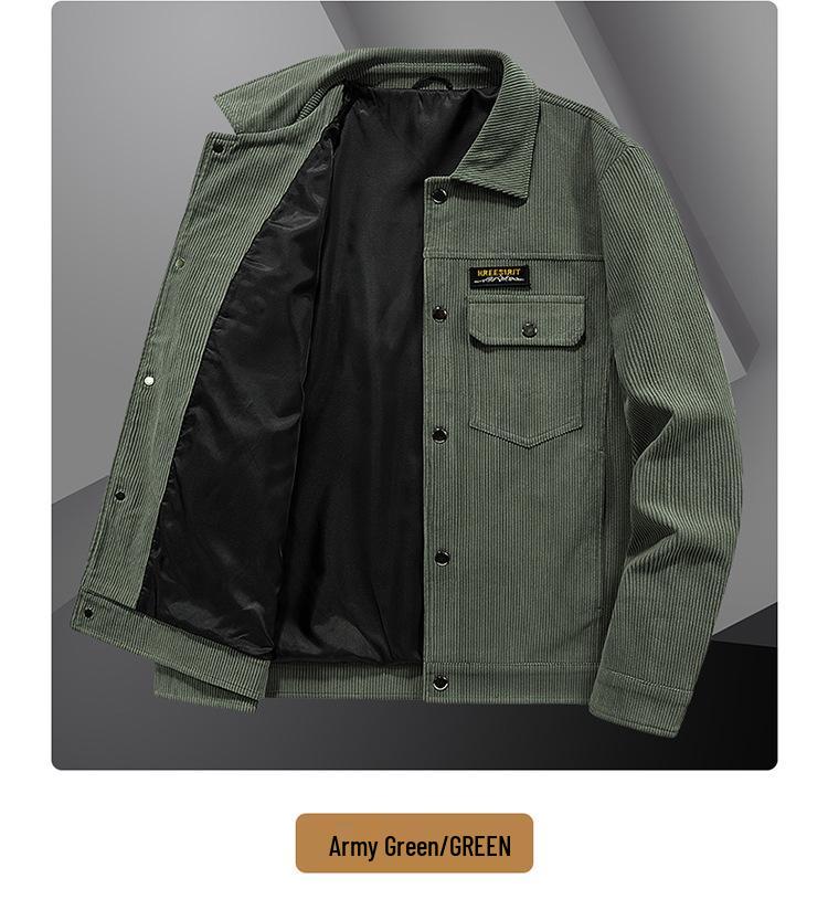 Corduroy Men's Casual Lapel Jacket - Youth Student Workwear Top