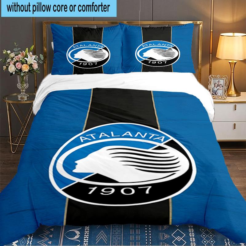 Set de așternut Atlanta Football Club 3 bucăți, Ideal pentru 1 husă de pilotă și 2 fețe de pernă, Perfect pentru cadou pentru fani, Ideal pentru dormitor, Cămin