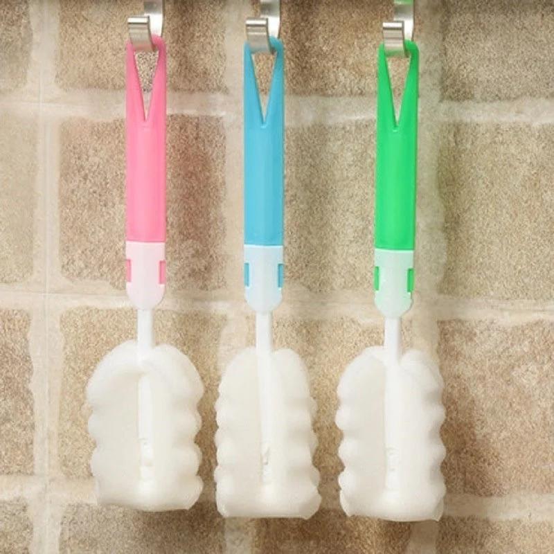 2 Pcs Sponge Baby Milk Feeding Bottle Brush Nipple Cleaning Cup Scrubber Washing Brushes Kitchen Cleaner