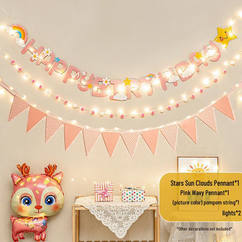 First Birthday Pom-Pom Bunting & Photo Banner for Boys and Girls
