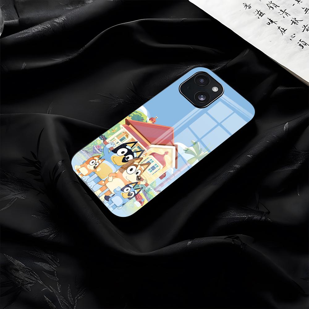B-Bluey-es CARtoon Phone Case For IPhone 17 Pro Max 16 15 14 Pro Max 13 11 Plus Glass Cover