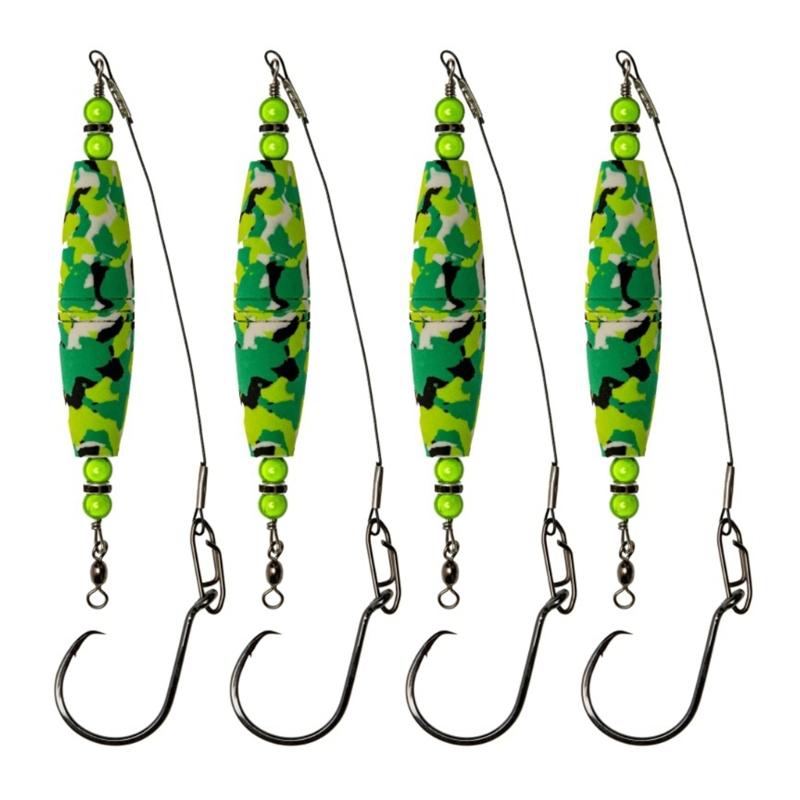 4Pcs High Buoyancy Catfishes Rattling Line Float Catfishes Float Rigs with Hook Fishing Bobbers EVA Foams Peg Float