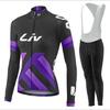 Womens Cycling Jersey Set Long Sleeve Breathable Quick Dry Riding Outfit Striped Design